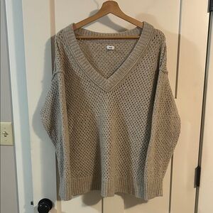 Aerie Taupe V-Neck Sweater
